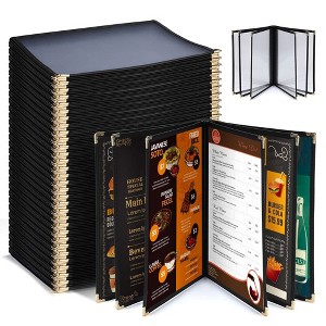 WeChef 30 Pack Menu Covers 8.5 x 11" Book Style 6 Pages 12 Views Restaurant Cafe - 1 of 4