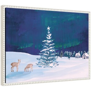 Kate & Laurel All Things Decor Sylvie Beaded Northern Lights Winter Framed Canvas by Teju Reval - 1 of 4