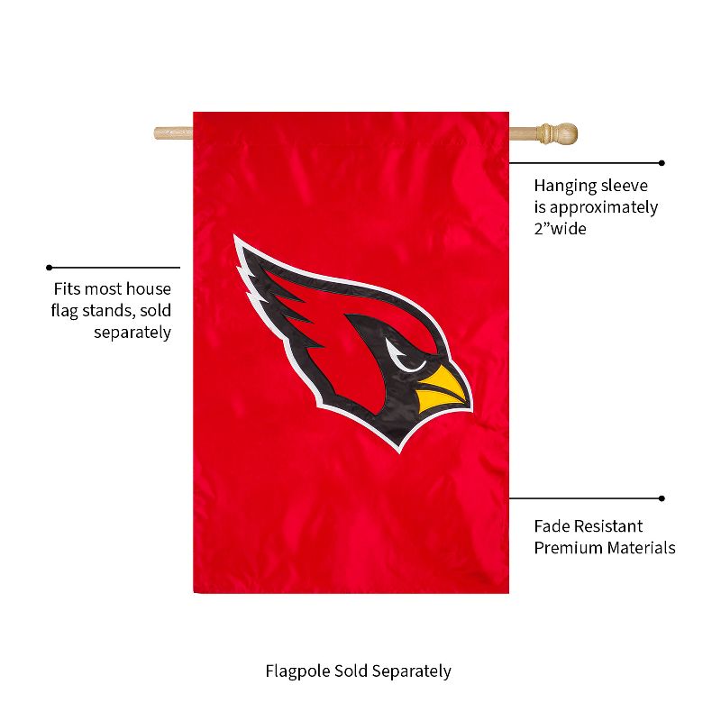 Evergreen NFL Arizona Cardinals Applique House Flag 28 x 44 Inches Outdoor Decor for Homes and Gardens, 2 of 7