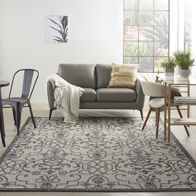Country Side Ivory & Charcoal Flat Woven Synthetic Area Rug