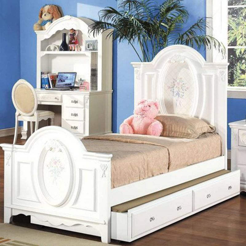 81&#34;Twin Bed Flora Bed White Finish - Acme Furniture, 1 of 9