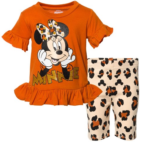 Mickey Mouse & Friends Minnie Mouse Baby Girls Peplum T-shirt And Leggings  Outfit Set Infant : Target