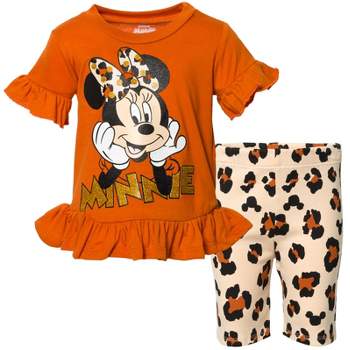 Disney Mickey Mouse Minnie Mouse T-Shirt and Shorts Outfit Set Toddler to Big Kid