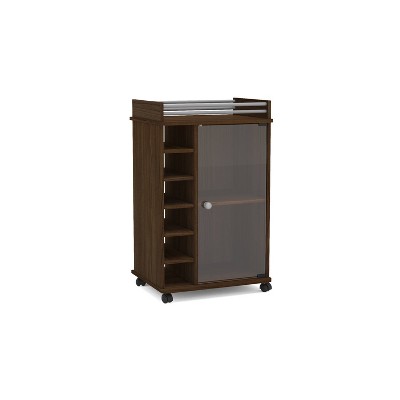 Newport Bar Cabinet w/Glass Door Dark Brown - Chique