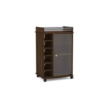 Laguna Bar Cabinet with Glass Door Dark Brown - Polifurniture