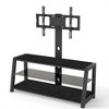 Vynxaria Black Wooden Storage TV Stand - Height Adjustable Universal Swivel Entertainment Center with Black Tempered Glass - 4 of 4