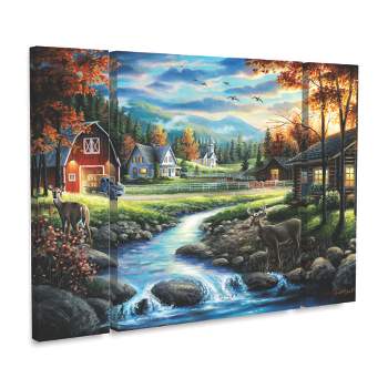 Trademark Fine Art -Chuck Black 'Country Living' Multi Panel Art Set Large 3 Piece