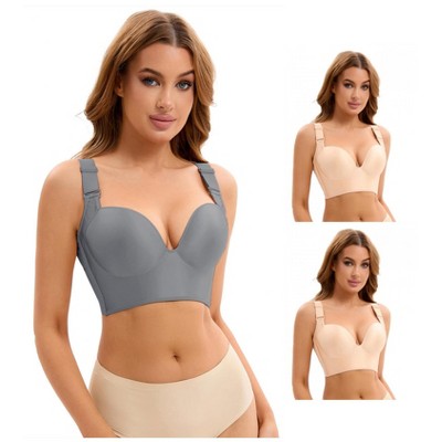 INSPIRE CHIC 3 Pcs Women's Wirefree Convertible Tummy Control 6 Hooks Push Up Bras