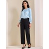 INSPIRE CHIC Women's Elegant Pearl Decor Ruched Crew Neck Long Sleeve Dressy Office Blouse - 2 of 4