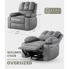 Faux Leather Swivel Rocking Recliner for Adults with Remote Control, Cup Holders, Lounge Chair for Living Room, Bedroom, Nursery - 2 of 4