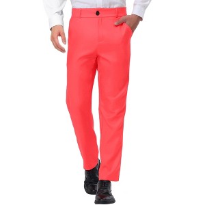 Lars Amadeus Men's Dress Business Classic Fit Flat Front Suit Trousers - 1 of 4