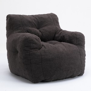 Dexmalle Cream Soft Teddy Fabric Tufted Foam Bean Bag Lazy Sofa - 1 of 4
