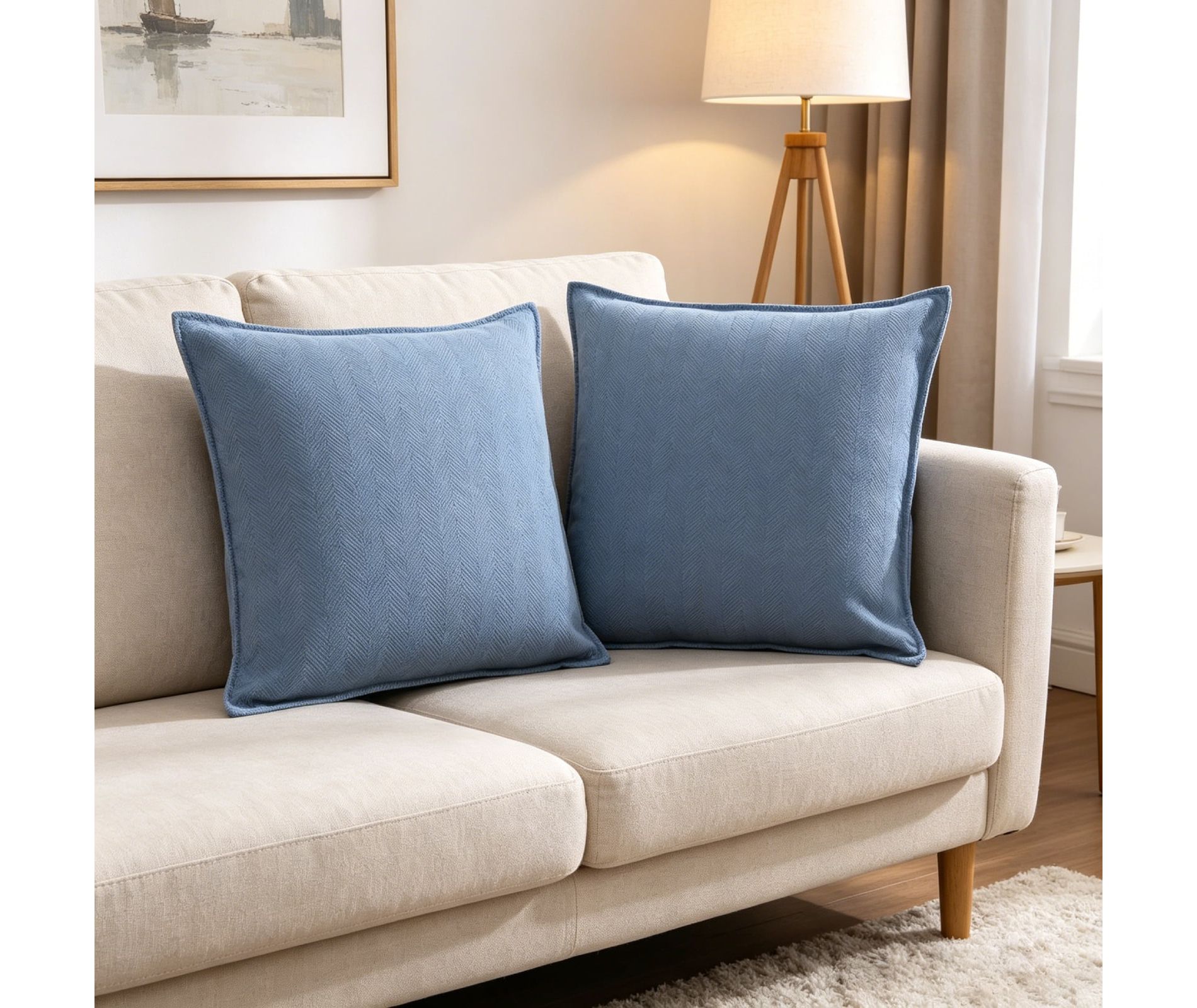 HEBE Throw Pillows for Couch Set of 2, 18" x 18" Decorative Pillow Accent Cushion for Living Room