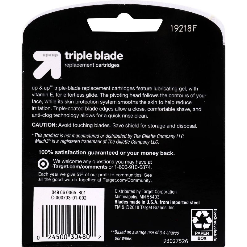 Men's Triple Blade Replacement Cartridges - up & up™, 3 of 8