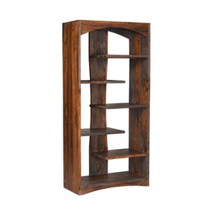 Treasure Trove Accents 70" Bookcase Graystone Brown: Solid Indian Rosewood, 5-Tier, No Assembly Required - 1 of 4