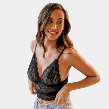 Women's Black Floral Lace Scalloped Lingerie Cami - Cupshe