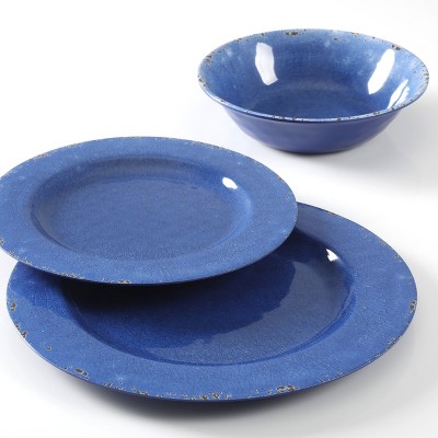 Mauna Cobalt Blue Melamine Dinnerware Set, Service for 4