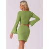 INSPIRE CHIC Women's Twist V Neck Bell Sleeves Top and Mini Skirt Knitted 2 Pieces Outfits Sets - 4 of 4
