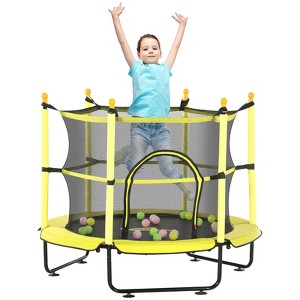 SEVOBAL 4.6' Trampoline for Kids, 55" Toddler Trampoline with Safety Enclosure Ball Pit for Indoor Outdoor Use for Kids 3-10, Yellow, 55"*55"*47.25" - 1 of 4