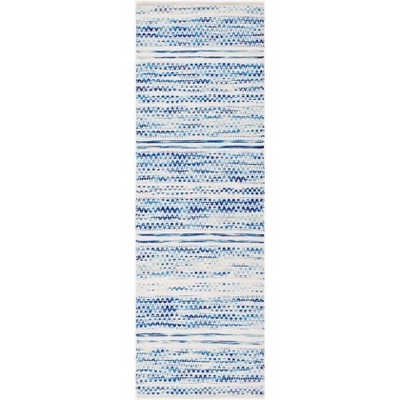 Mark & Day Marie 2'6"x8' Runner Woven Indoor Area Rugs Dark Blue: Geometric Wool-Cotton, Stain-Resistant, Bohemian Style