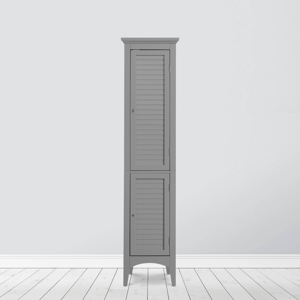 Photos - Wardrobe Slone Two Door Shuttered Linen Cabinet Gray - Elegant Home Fashions