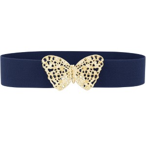 INSPIRE CHIC Women's Gold Butterfly Stretchy Vintage Elegant Elastic Waistband Belts 1 Pc - 1 of 4