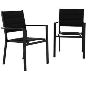 Aluminum Stackable Patio Dining Chairs Set of 2,Stacking Outdoor Dining Chairs for All Weather with Textilene Farbic for for Outdoor, Patio, Deck - 1 of 4