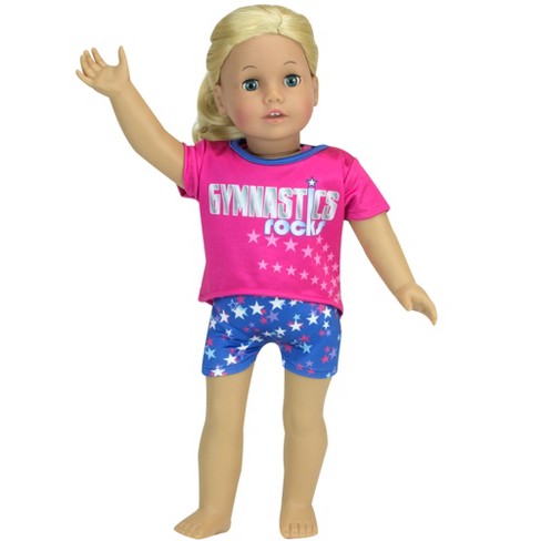 Sophia s Star Print Gymnastics Leotard Oversized Matching T shirt For 18 Dolls Blue hot Pink Target