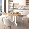 JUJABU Dining Table for Farmhouse Kitchen 59x43 Inch Expandable Oval Table Top with Removable Leaf Trestle X Shaped Base White - 3 of 4