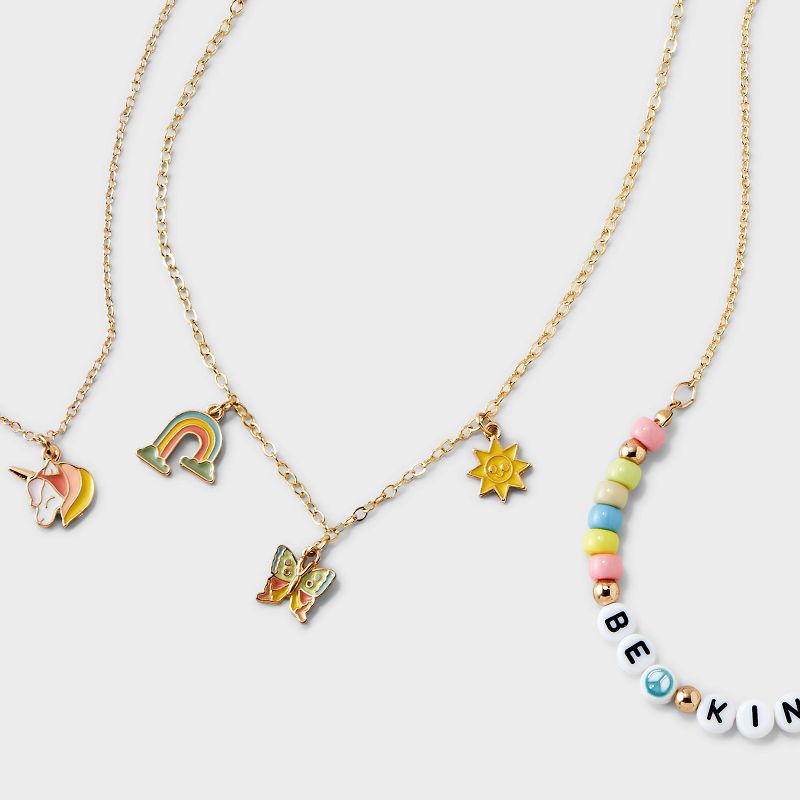 Girls&#39; 3pk Unicorn Rainbow Necklace Set - Cat &#38; Jack&#8482;, 4 of 5
