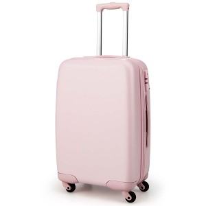 Costway 20'' Carry-on Luggage PC Hardshell Airline Approved Lightweight Suitcase Blue/Pink - 1 of 4