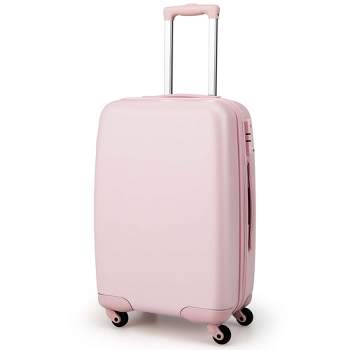Costway 20'' Carry-on Luggage PC Hardshell Airline Approved Lightweight Suitcase Blue/Pink