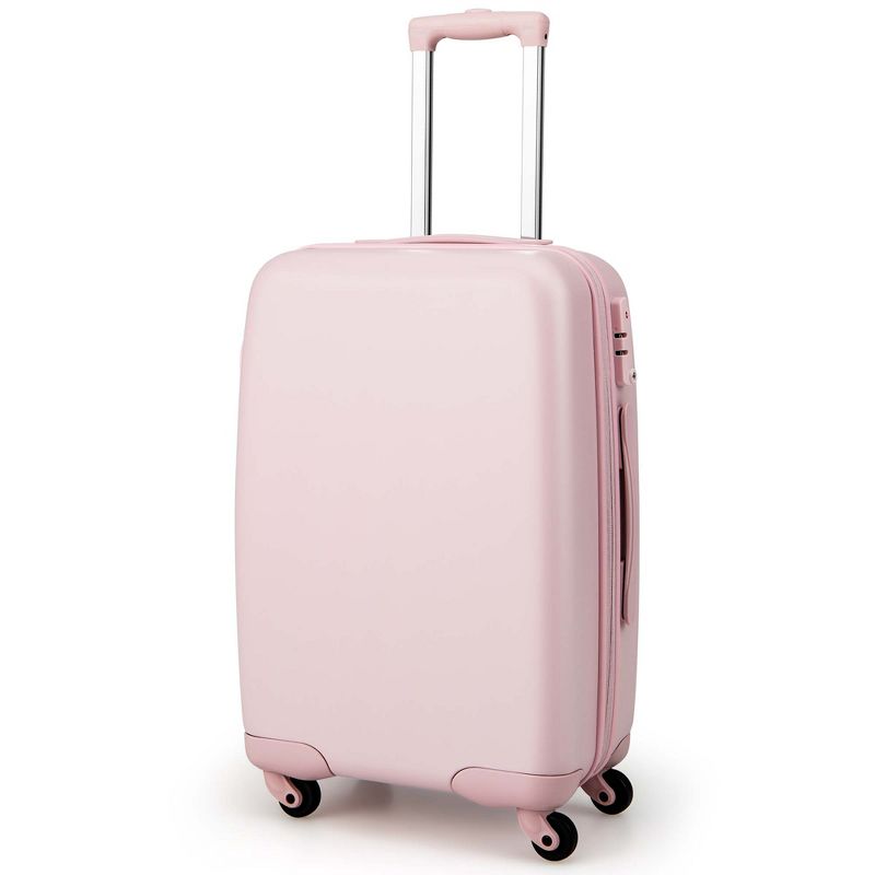 Costway 20'' Carry-on Luggage PC Hardshell Airline Approved Lightweight Suitcase Blue/Pink, 1 of 11