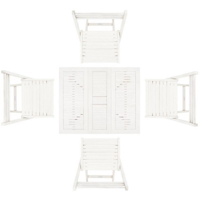 White Acacia Wood 5-Piece Foldable Patio Dining Set