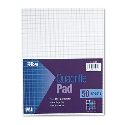 TOPS Quadrille Pads 6 Squares/Inch 8 1/2 x 11 White 50 Sheets 33061