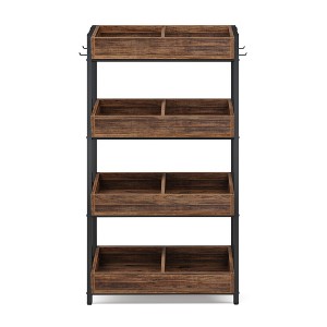 Lirago Brown Engineered Wood and Metal 4-Tier Storage Rack 29.1x12.2x55.1 Inch Fruit Vegetable Organizer - 1 of 4