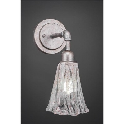 Toltec Lighting Vintage 1 - Light Sconce in  Aged Silver with 5.5" Fluted Italian Ice Shade