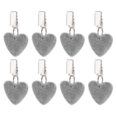 Unique Bargains Marble Heart Shape Tablecloth Weights with Metal Clip 8 Pcs