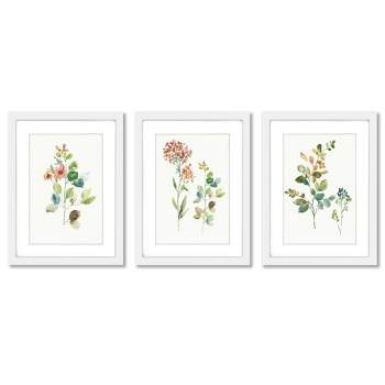 Americanflat Botanical Minimalist (Set Of 3) Flower Market By Pi Creative Art Framed Triptych Wall Art Set