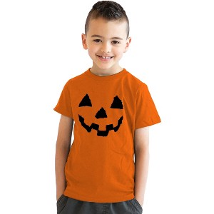Youth Pumpkin Face T-Shirt Funny Halloween Shirt for Kids - Crazy Dog Youth T Shirt - 1 of 4