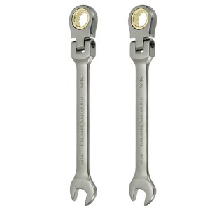 Unique Bargains Chrome Vanadium Steel SAE Box End 72 Teeth Ratchet Combination Wrenches 2 Pcs - 1 of 4