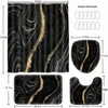 4 Pcs Black Marble Shower Curtain Sets with Rugs, Modern Abstract Bathroom Decor Accessories - 4 of 4