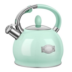 Itopfox Stainless Steel Whistling Tea Kettle with Cool Touch Handle, 2.64 Quart Induction Compatible Stovetop Teapot in Mint Green - 1 of 4