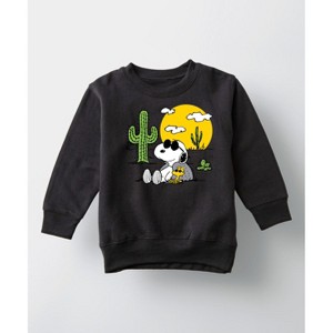 Boys' - Peanuts - Snoopy & Woodstock Graphic Long Sleeve Fleece Sweatshirt - 1 of 4