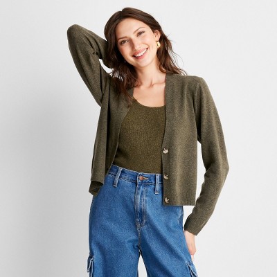 Women's Cardigan - A New Day™ Olive Green S : Target