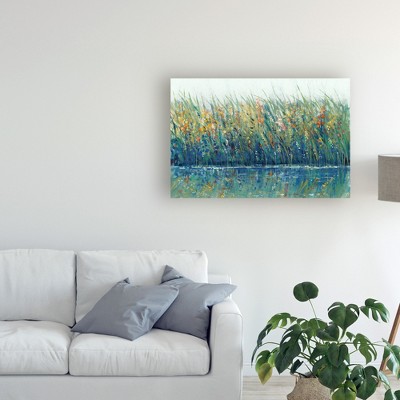 Large Multicolor Canvas Print with Tall Grass Reflection