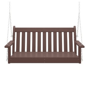 WestinTrends Malibu Outdoor Patio HDPE Hanging Front Porch Swing Bench - 1 of 4