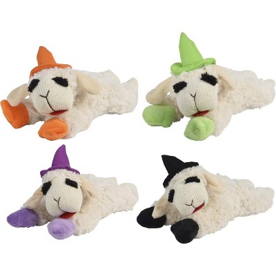 Multipet Lamb Chop with Witch Hat 10.5" - White- One Toy- Assorted Color