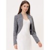 Allegra K Women's Elegant Cardigan Plaid Open Front Office Shrug Long Sleeve Cropped Bolero Top - 4 of 4