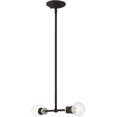 Lansdale Contemporary Black and Brushed Nickel 2-Light Linear Chandelier
